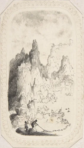 Castles on Mountains by Rodolphe Bresdin, drawing, 1822-1885