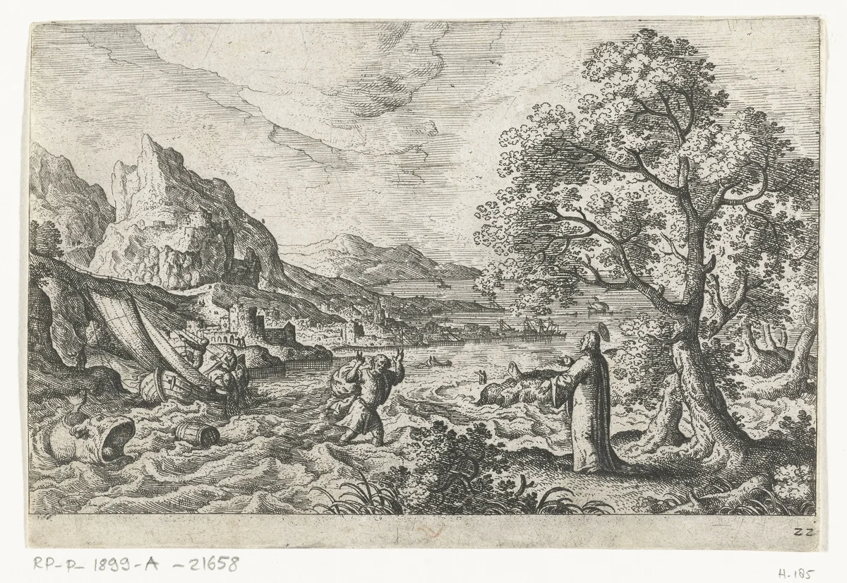 Wonderbare visvangst by anonymous, print, 1550-1650