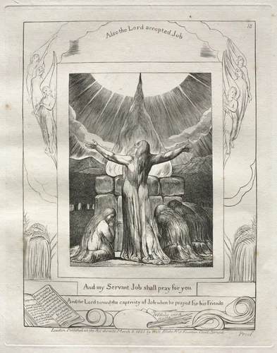 The Book of Job: Pl. 18, And my Servant Job shall pray for you by William Blake, other, 1825