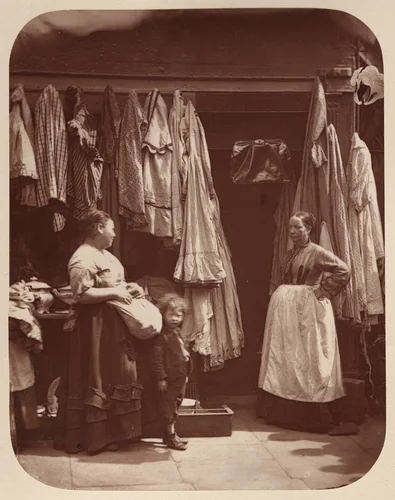 An Old Clothes Shop, Seven Dials by John Thomson, photograph, 1877