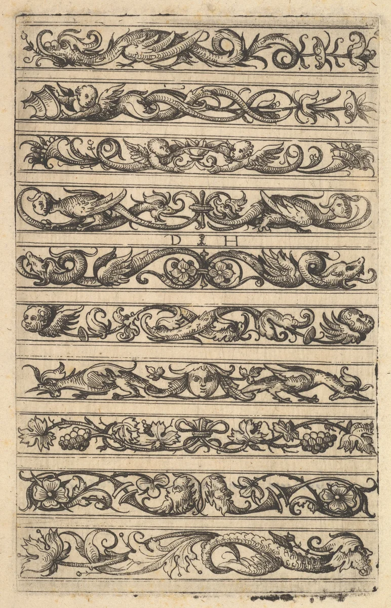 Designs for Ten Decorative Friezes by Daniel Hopfer, print, 1470-1536