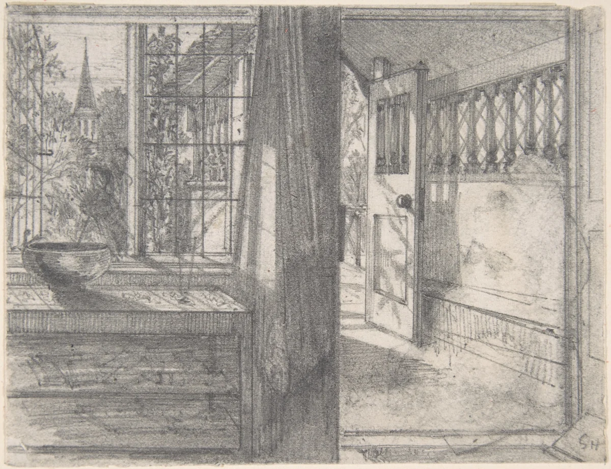 A Cottage Porch by Sir Francis Seymour Haden, drawing, 1838-1910