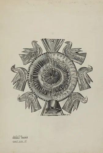 Cut Tin Candleholder by Irene M. Burge, index of american design, 1936