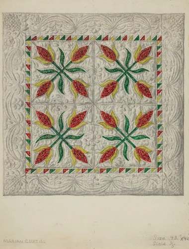 Crib Coverlet by Marian Curtis Foster, index of american design, 1935-1942