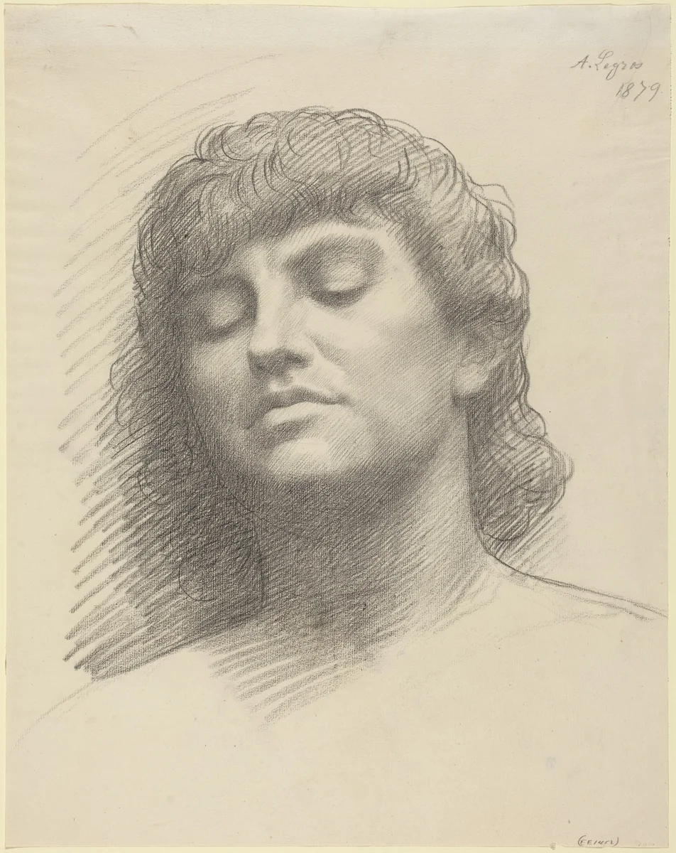 Head by Alphonse Legros, drawing, 1879
