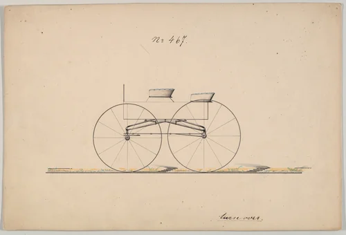 Square Box Wagon #467 & #716 (verso) by Brewster & Co., drawing, 1860-1870