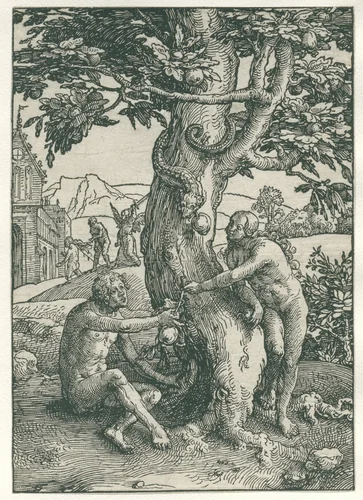 De zondeval by Lucas van Leyden, print, 1515-1519