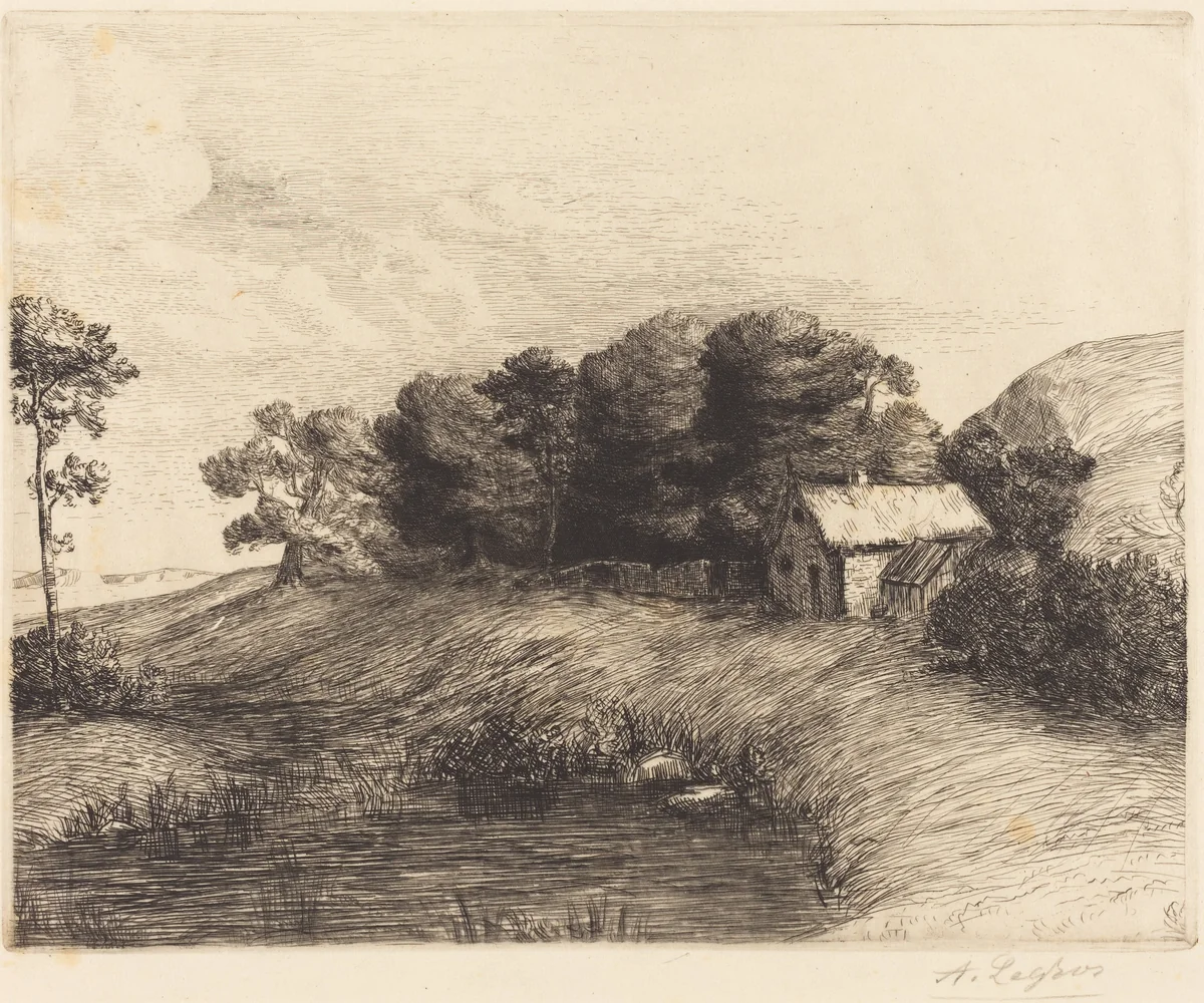 Landscape with Pond (Le paysage a la mare) by Alphonse Legros, print, 1837-1911