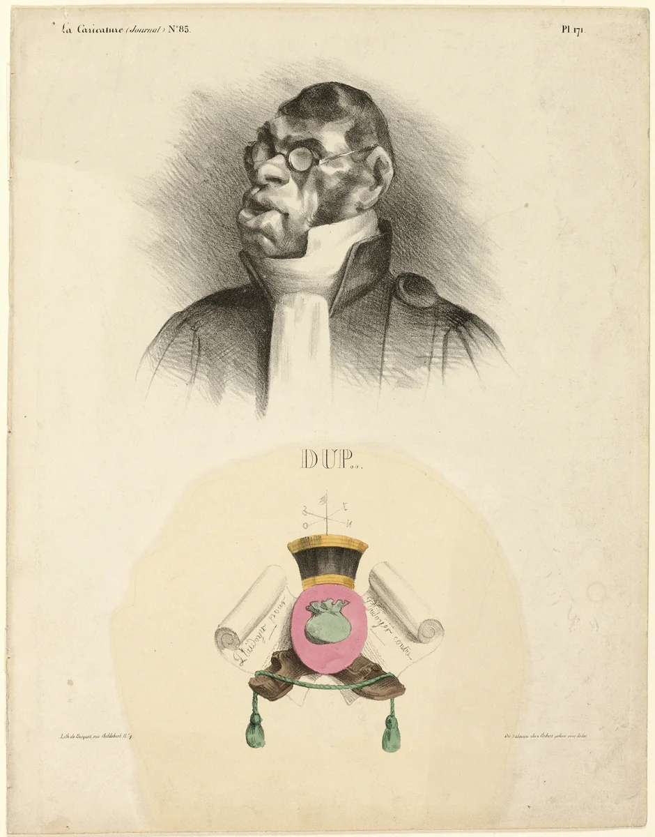 DUP..., plate 171 from Célébrités de la Caricature by Honoré-Victorin Daumier, print, 1832