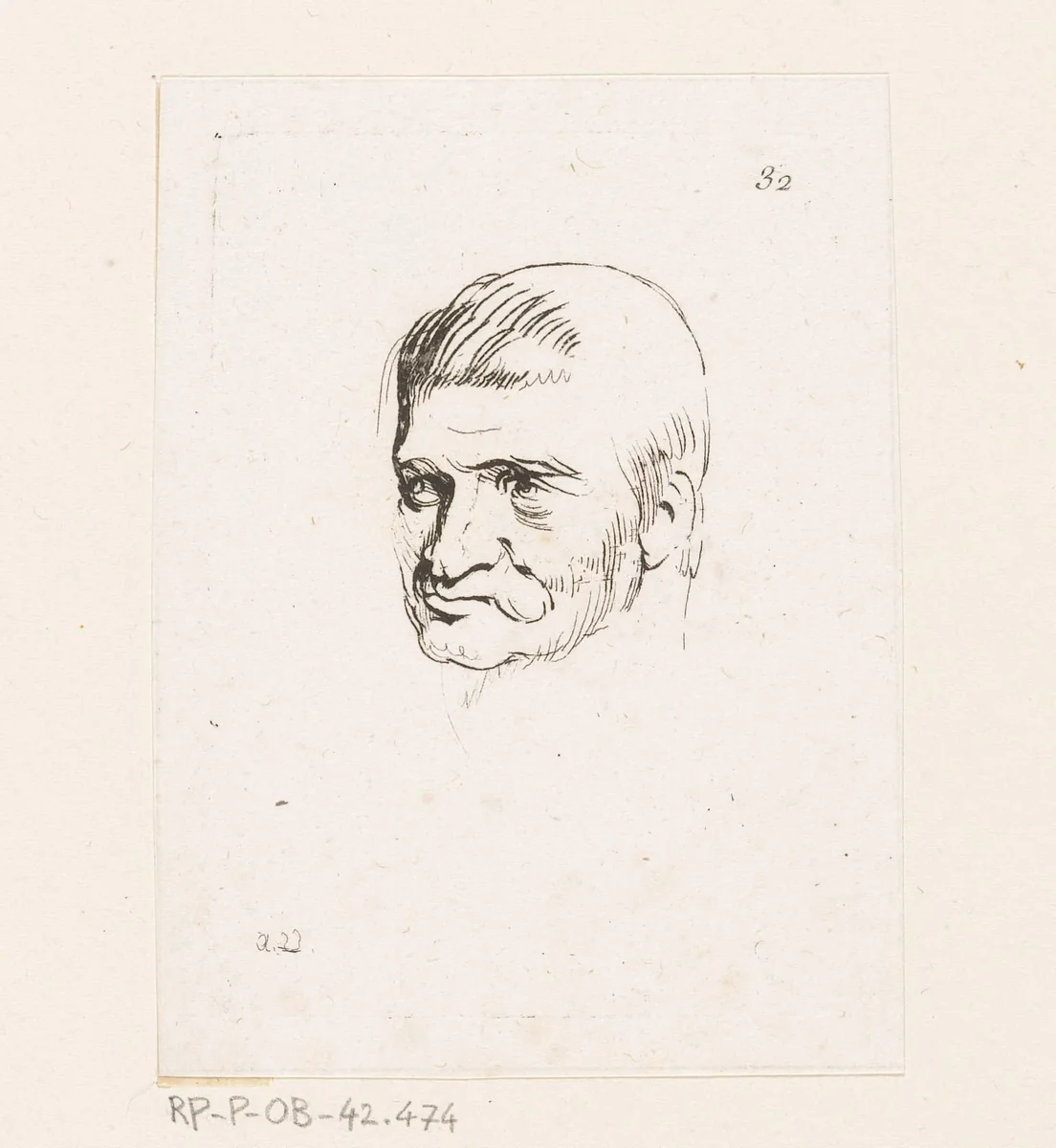 Hoofd van een man by Anne Claude Philippe Caylus, print, 1735