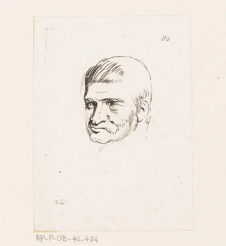 Hoofd van een man by Anne Claude Philippe Caylus, print, 1735