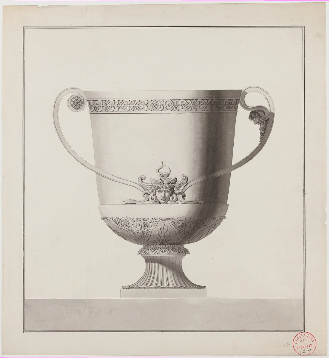 Design for a Wine Cooler by Henri Auguste, drawing, 1770-1800