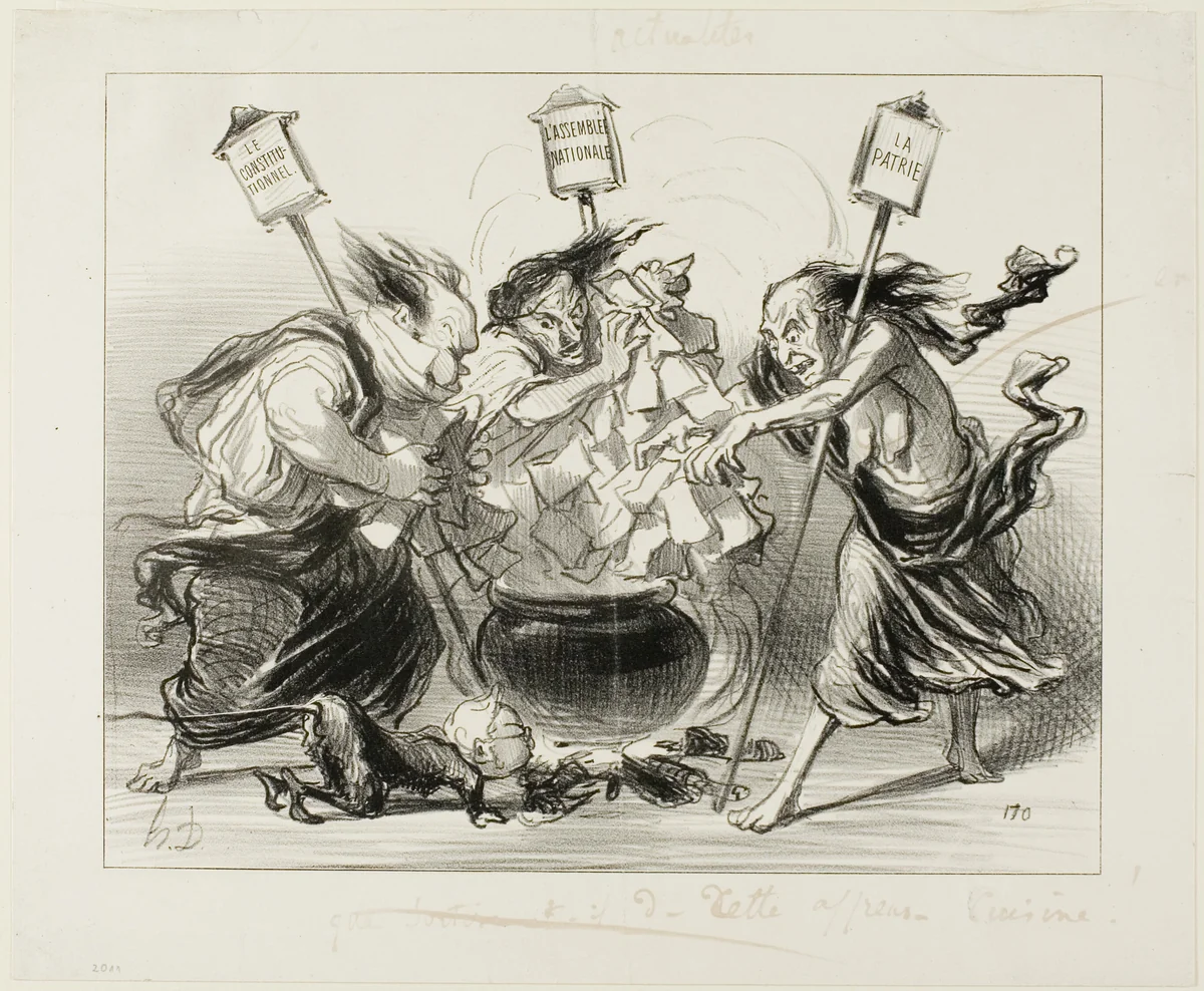 Too Many Cooks Spoil the Broth, plate 129 from Actualités by Honoré-Victorin Daumier, print, 1850