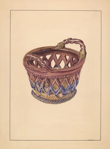 Pottery Basket by Angelo Bulone, index of american design, 1937