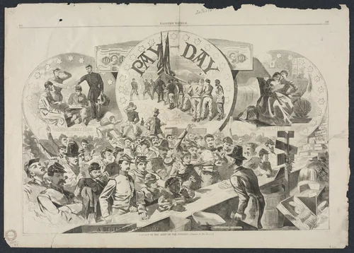 Pay Day in the Army of the Potomac by Winslow Homer, print, 1863