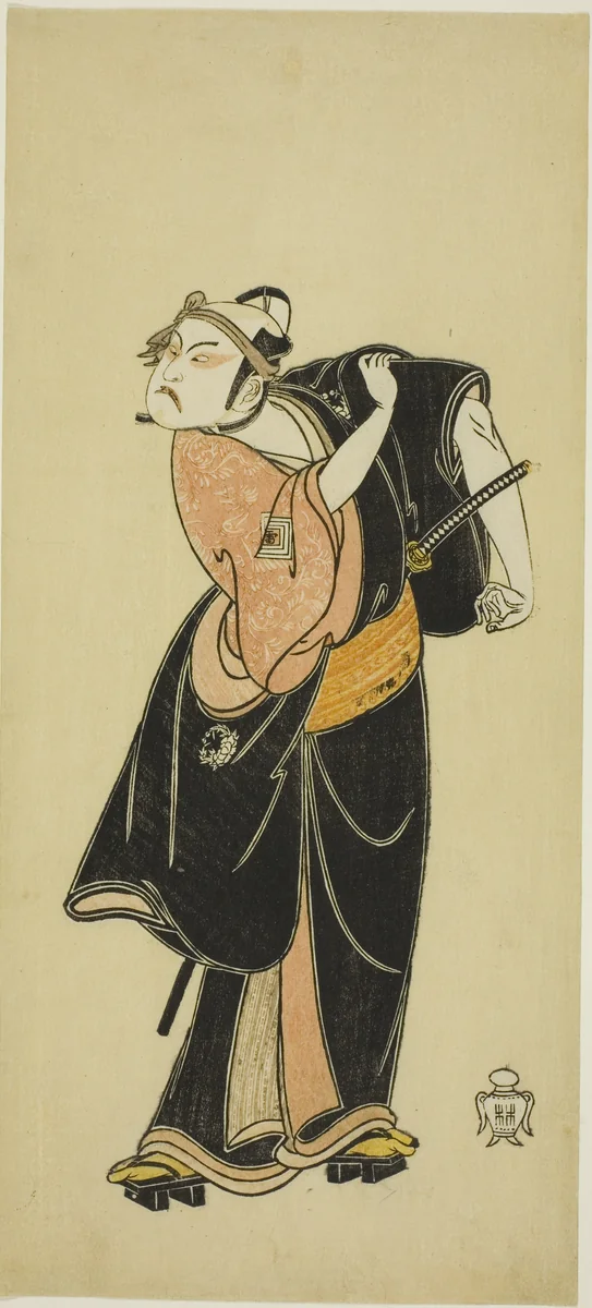 Actor Ichikawa Raizô I as Hanakawado no Sukeroku in “The Soga Play: Announcement of the Spring Season by the Bush Warbler” (“Hitokidori harutsuge Soga”) by Katsukawa Shunshô (勝川春章), other, 1759-1769