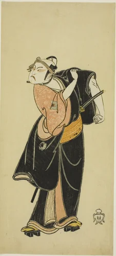 Actor Ichikawa Raizô I as Hanakawado no Sukeroku in “The Soga Play: Announcement of the Spring Season by the Bush Warbler” (“Hitokidori harutsuge Soga”) by Katsukawa Shunshô (勝川春章), other, 1759-1769