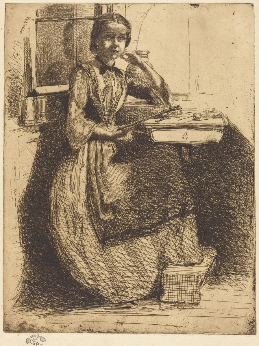 Gretchen at Heidelberg by James McNeill Whistler, print, 1858