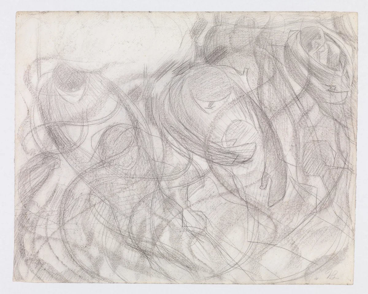 States of Mind: The Farewells (recto); Study for Female Figure (Ines) (verso) by Umberto Boccioni, drawing, 1911