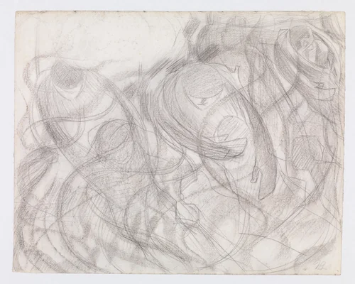 States of Mind: The Farewells (recto); Study for Female Figure (Ines) (verso) by Umberto Boccioni, drawing, 1911