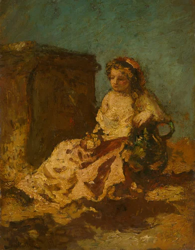 Meditation (Seated Woman) by Adolphe Monticelli, painting, 1873-1879