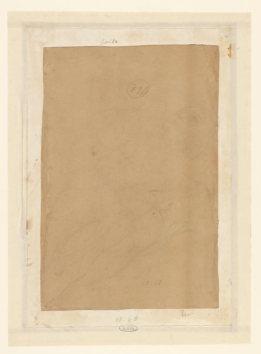 Lichte schets van een achteroverliggend figuur by anonymous, drawing, 1636-1692