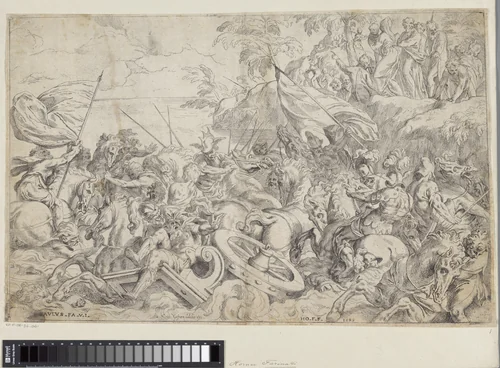 Doortocht door de Rode Zee by Unknown, print, 1593-1595