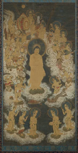 Welcoming Descent of Amida and Bodhisattvas by Unidentified Artist, painting, 1367-1392