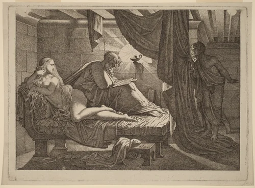 Xenocrates and Phryne by Carl Russ, print, 1811