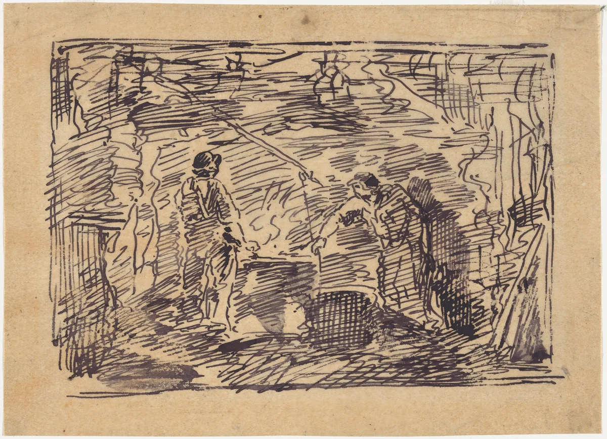 Stirring the Pot by Charles-François Daubigny, drawing, 1862