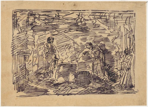 Stirring the Pot by Charles-François Daubigny, drawing, 1862