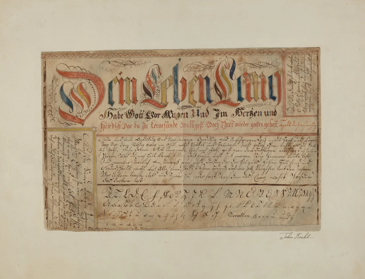 Fractur (Illuminated Writing) by John Koehl, index of american design, 1937