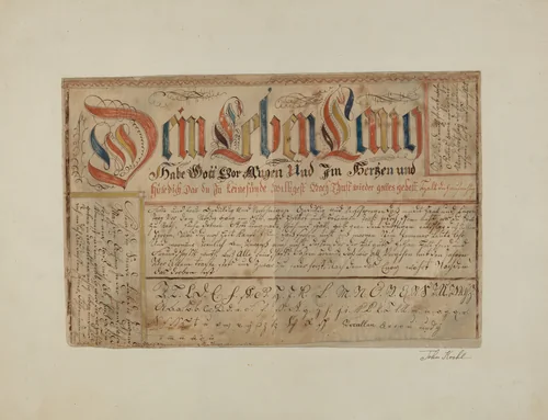 Fractur (Illuminated Writing) by John Koehl, index of american design, 1937