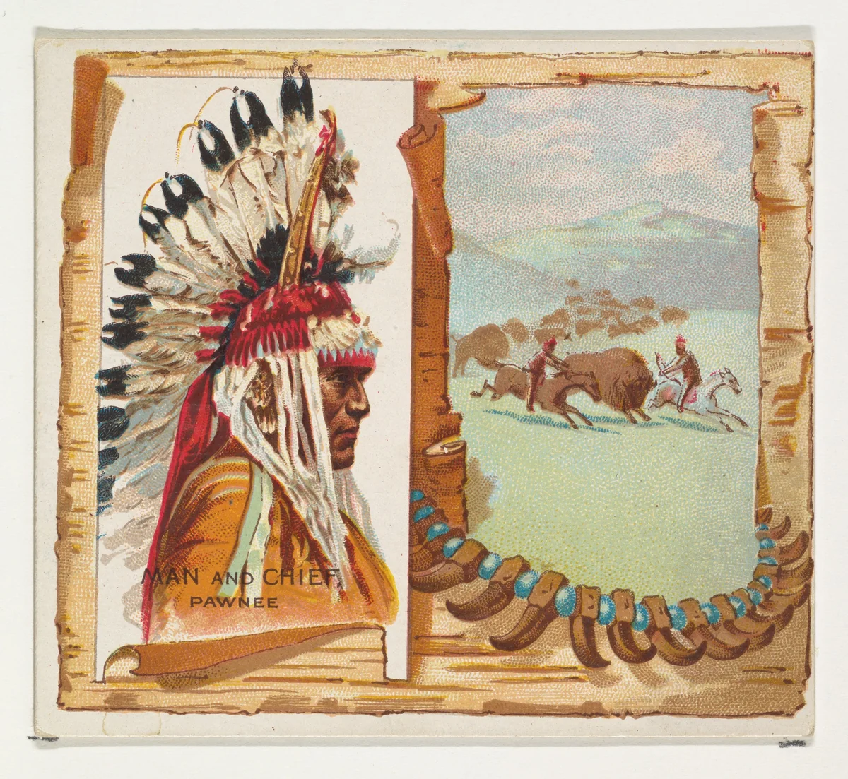 Man and Chief, Pawnee, from the American Indian Chiefs series (N36) for Allen & Ginter Cigarettes by Allen & Ginter, print, 1888