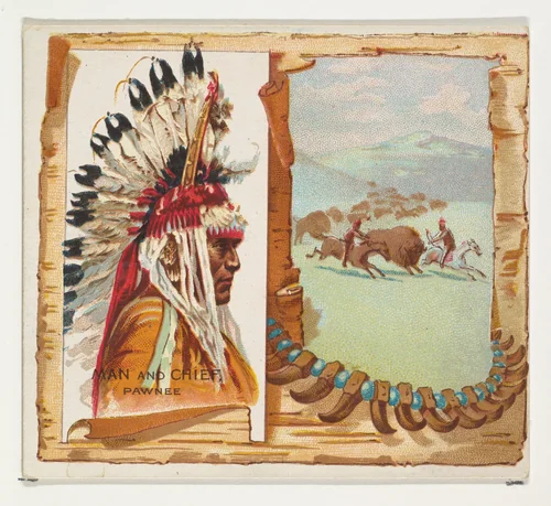 Man and Chief, Pawnee, from the American Indian Chiefs series (N36) for Allen & Ginter Cigarettes by Allen & Ginter, print, 1888
