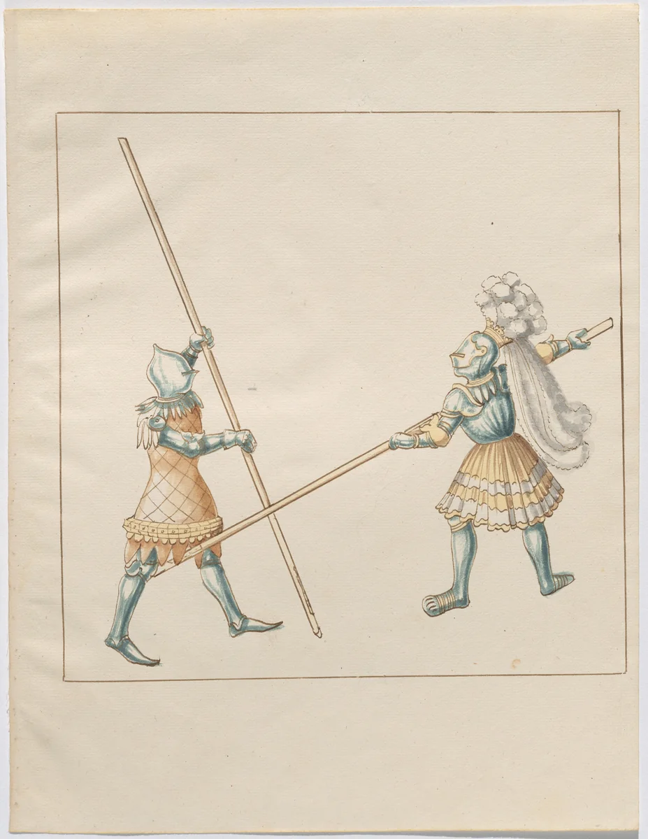 Foot Combat with Pikes by German 16th Century, drawing, 1515