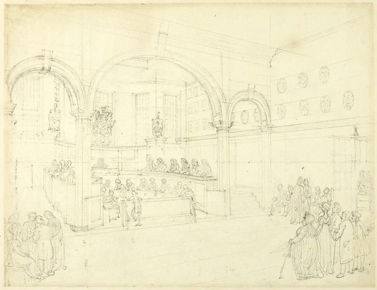 Study for Doctor's Commons, from Microcosm of London by Augustus Charles Pugin
Thomas Rowlandson, drawing, 1807-1808