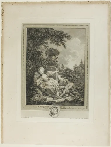 La Coquette Fixee by Jean Honoré Fragonard, print, 1770-1850