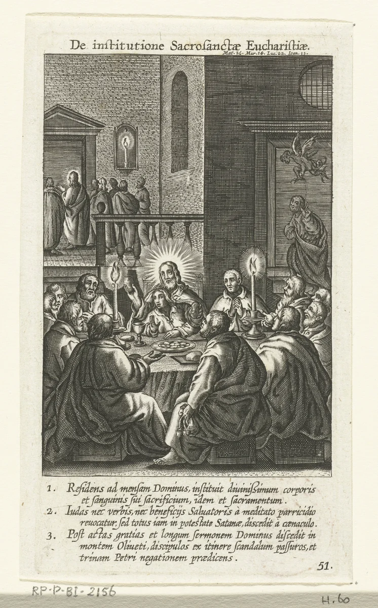 Laatste Avondmaal by Boëtius Adamsz. Bolswert, print, 1590-1622