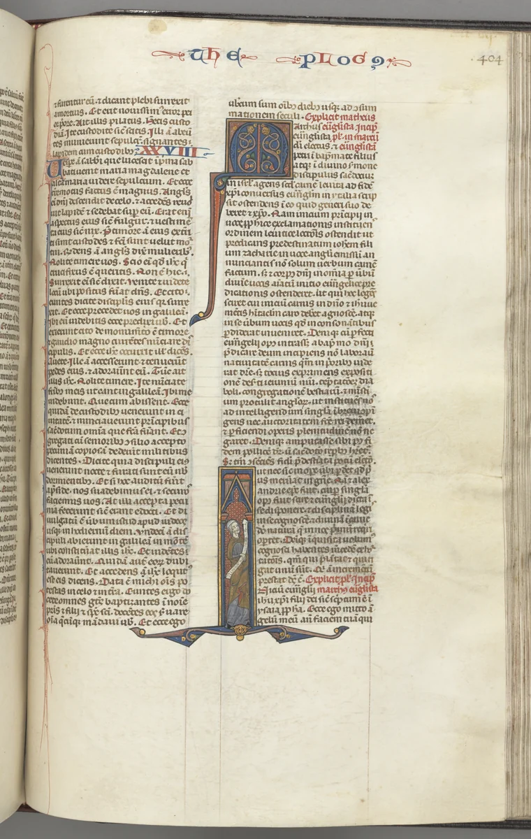 Fol. 404r, Mark, historiated initial I, Mark standing with a scroll by Unknown, book, 1270-1300