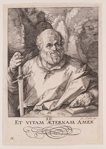 St Matthias, from Christ, the Apostles and St Paul with the Creed by Hendrick Goltzius, print, 1589