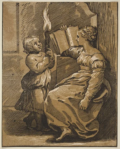 Sibyl Reading by Ugo da Carpi, print, 1500-1600