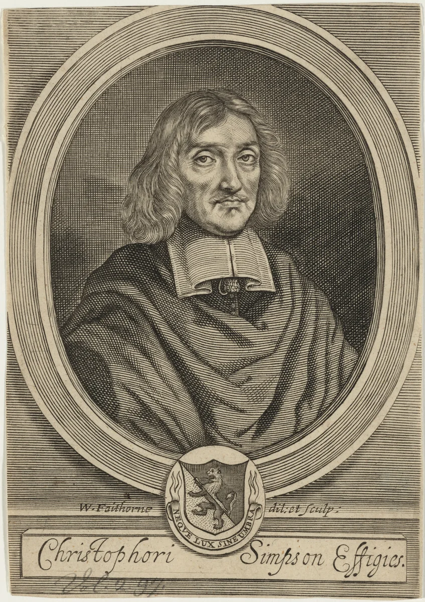 Christopher Chelys Simpson by William Faithorne, print, 1667