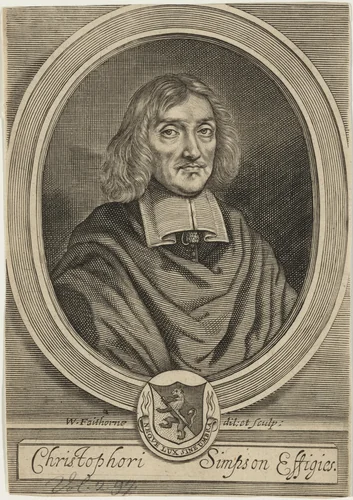 Christopher Chelys Simpson by William Faithorne, print, 1667