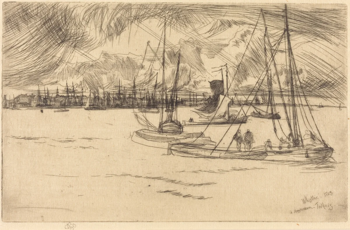 Amsterdam from the Tolhuis by James McNeill Whistler, print, 1863