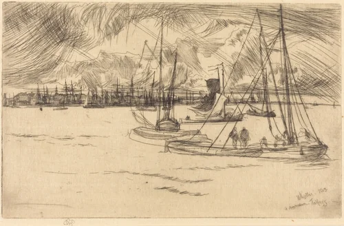 Amsterdam from the Tolhuis by James McNeill Whistler, print, 1863