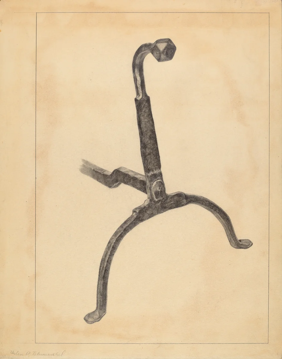 Andiron by Helen Alpiner Blumenstiel, index of american design, 1935-1942