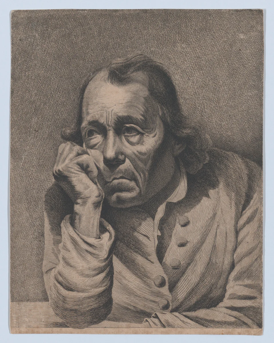 The Melancholic Man by Ignace-Joseph de Claussin, print, 1785-1805