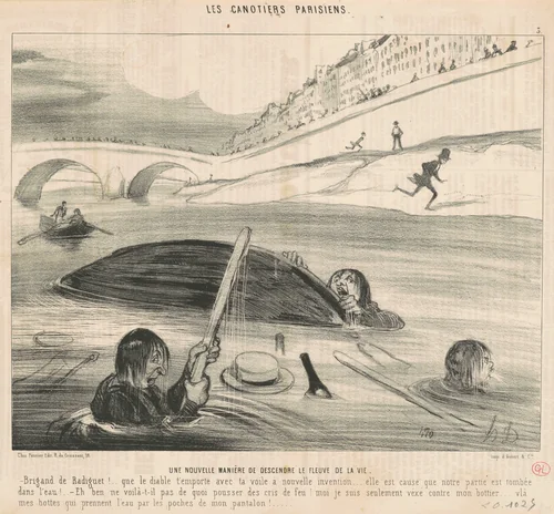 Une nouvelle maniére de descendre le fleuve de la vie by Honoré Daumier, print, 1843