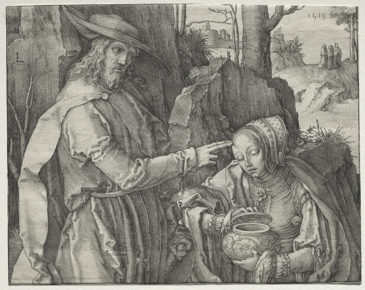 Christ as a Gardener Appearing to St. Mary Magdalen by Lucas van Leyden, print, 1519